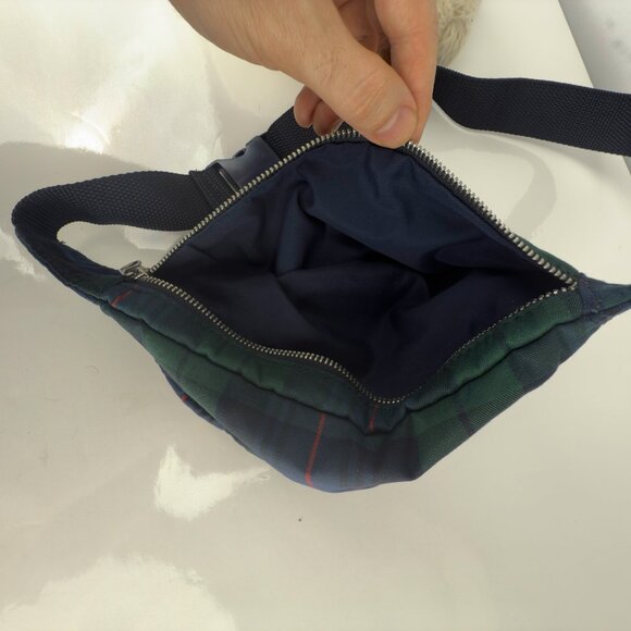 TOMMY JEANS Preppy Tartan Check Crest Logo Navy/Green Waist Bag Fanny Pack - Picture 7 of 7